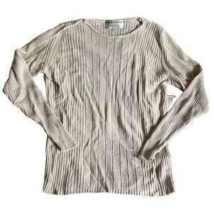 Vintage Rena Rowan Cream Silk Knit Long Sleeve Size Small Petite